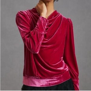 Anthropologie BTFL-life Magenta Velvet Pullover